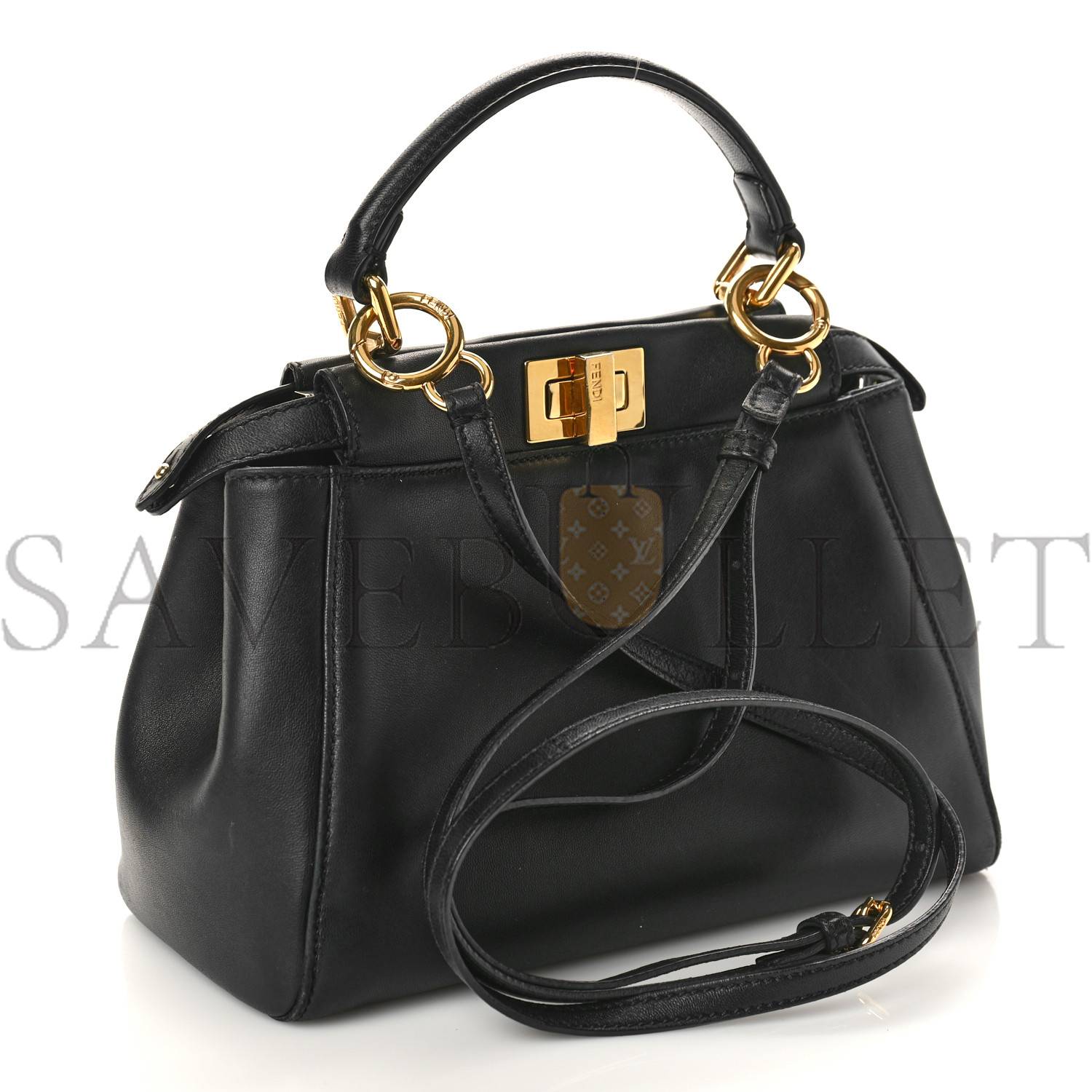 FENDI NAPPA MINI PEEKABOO ICONIC SATCHEL BLACK (23*17*11cm)