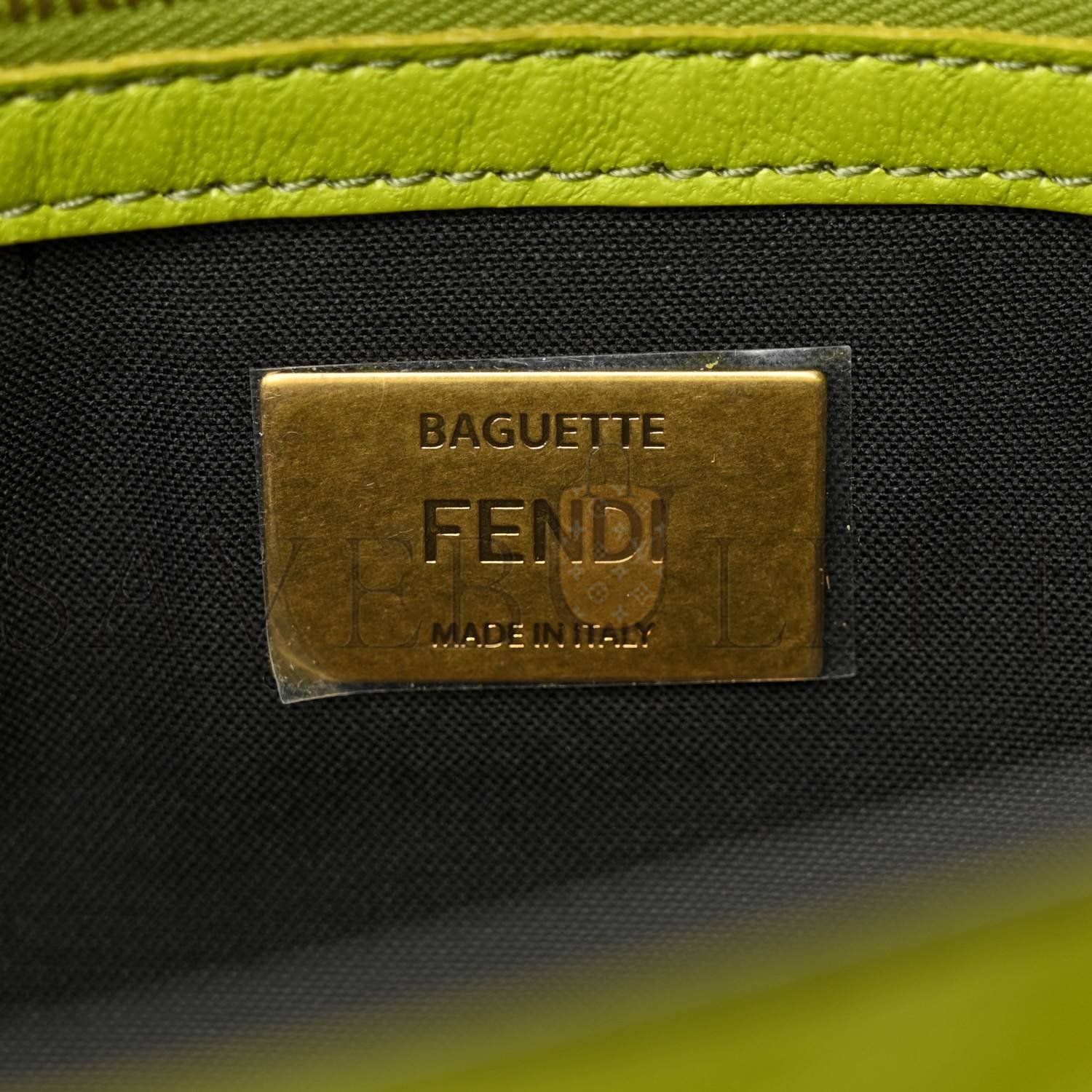 FENDI NAPPA FF 1974 EMBOSSED BAGUETTE WASABI (26*15*5cm)