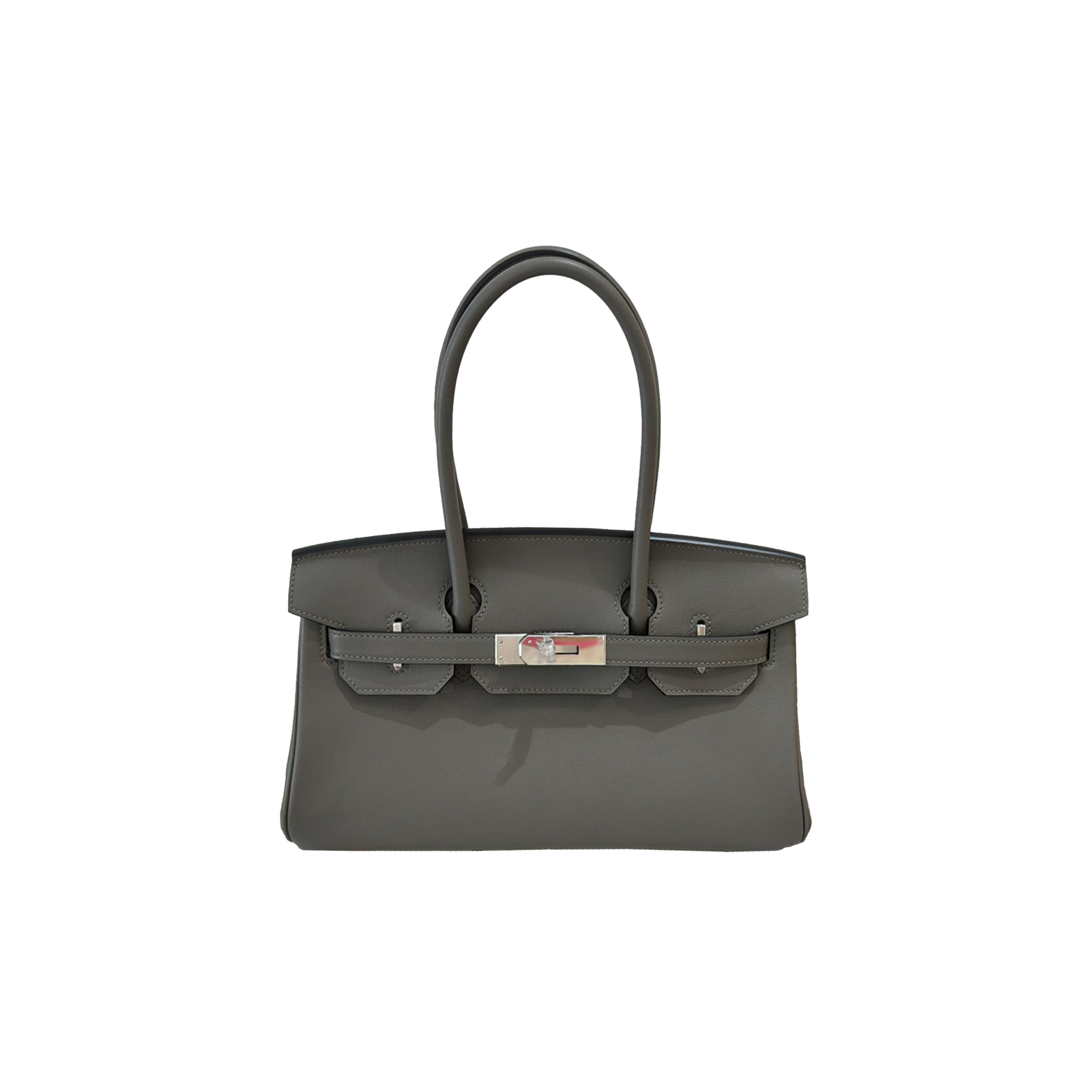 HERMES BIRKIN MINI 29 LEATHER SHOULDER BIRKIN SILVER BUCKLE GRAY BAG 4341856341 (29*19*16cm)