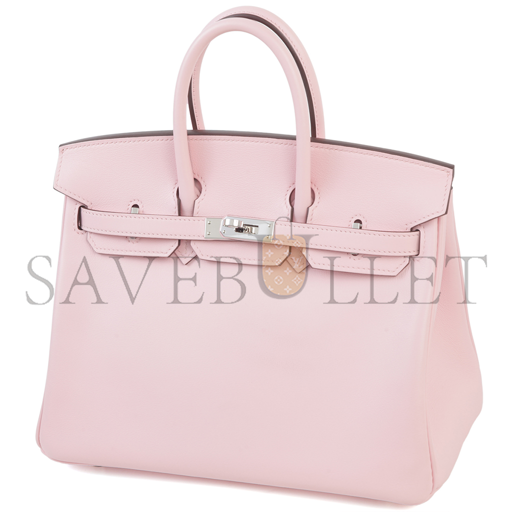 HERMES BIRKIN 25 SAKURA LEATHER WITH SILVER BUCKLE BAG 4328054179 (25*20*13cm)