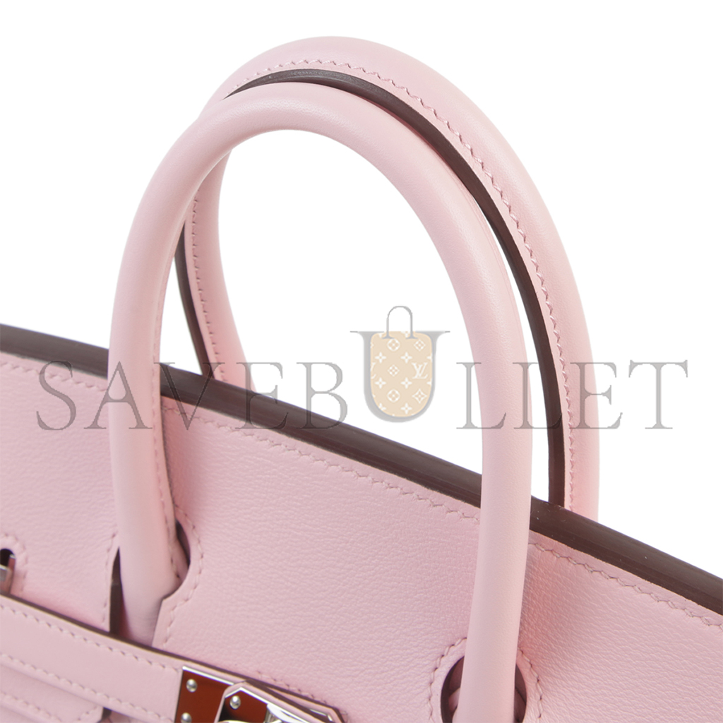 HERMES BIRKIN 25 SAKURA LEATHER WITH SILVER BUCKLE BAG 4328054179 (25*20*13cm)