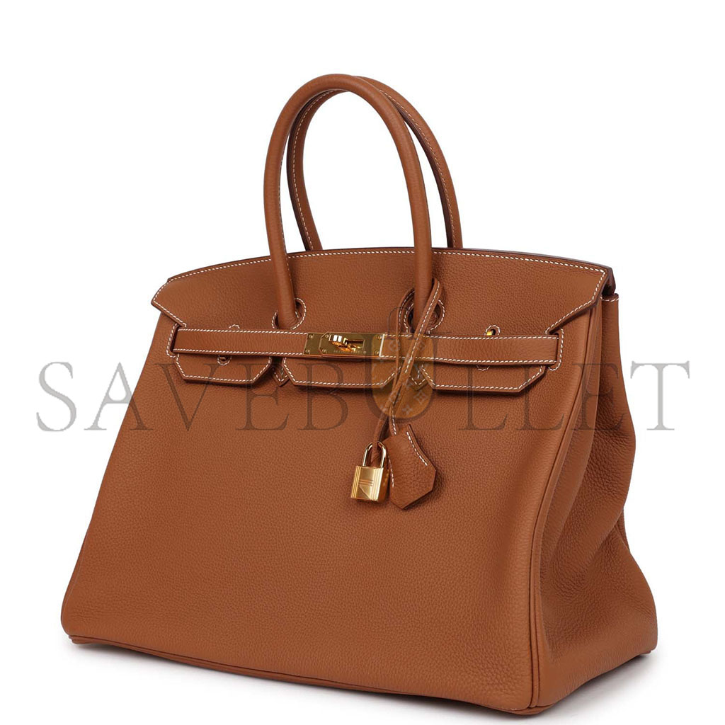 HERMES BIRKIN 35 TOGO GOLDEN BROWN GOLD BUCKLE BAG 1900409 (35*25*18cm)