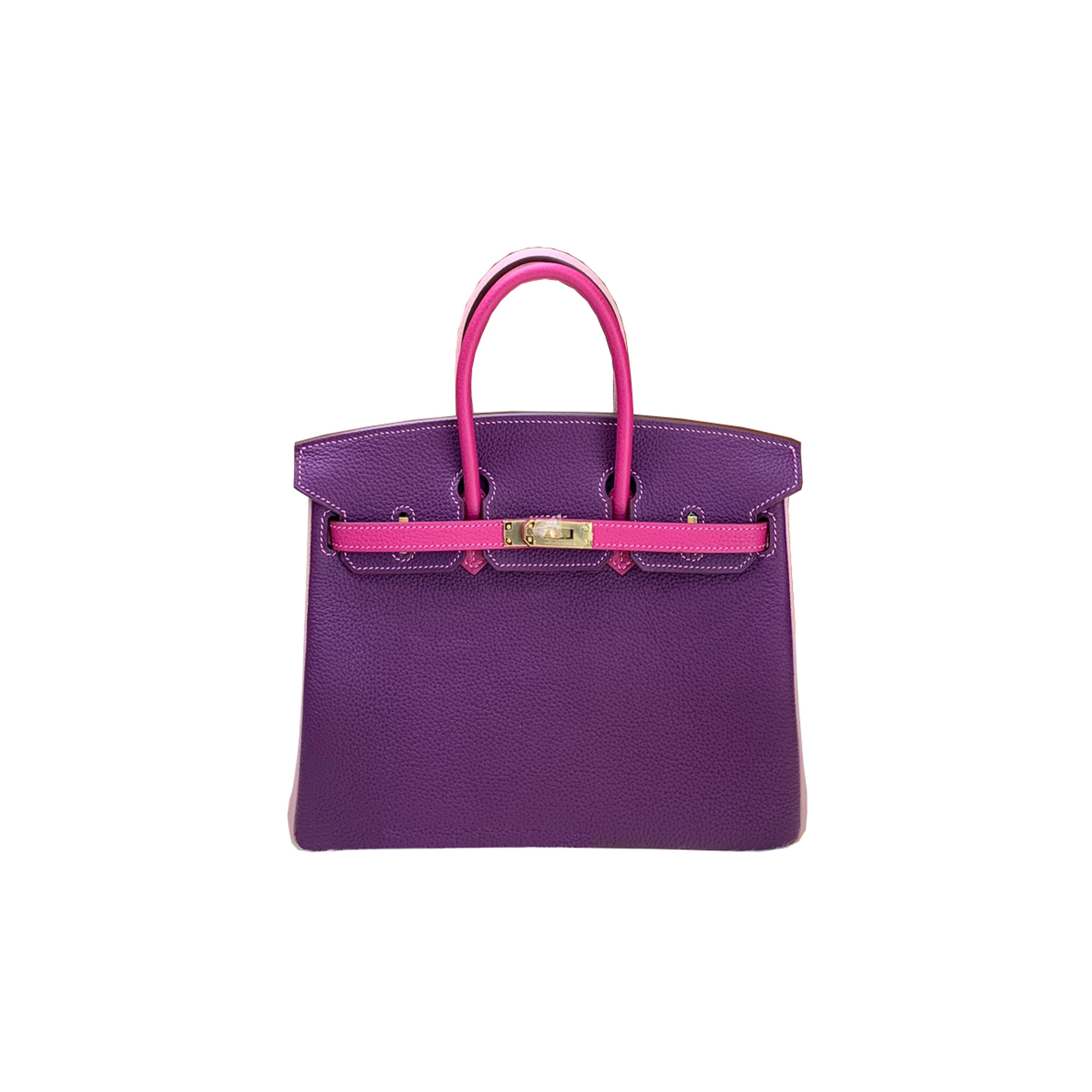 HERMES BIRKIN 25 TOGO LEATHER ANEMONE PURPLE ROSE RED 3Q PINK GOLD BUCKLE HANDBAG 3300206 (25*20*13cm)