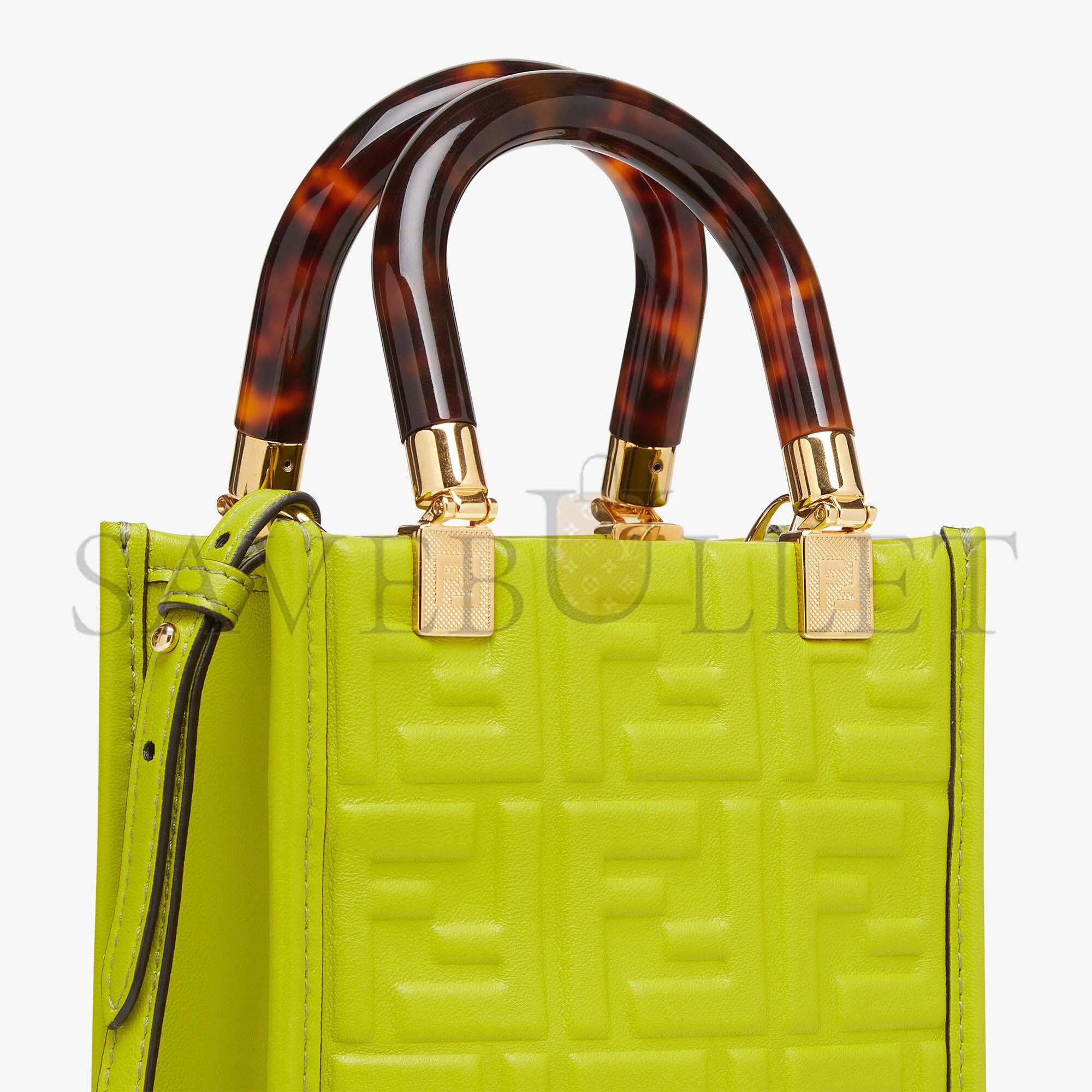 FENDI MINI SUNSHINE SHOPPER - ACID GREEN LEATHER MINI-BAG 8BS051AMCIF1JCP (18*13*6.5cm)