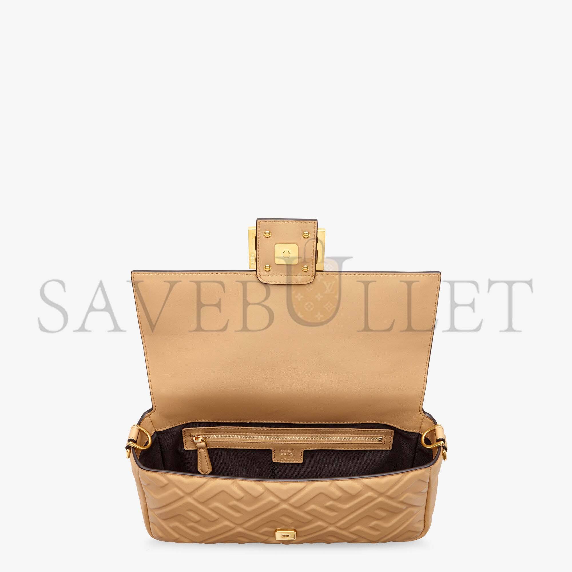 FENDI BAGUETTE - BEIGE LEATHER BAG 8BR600A72VF1BZ2 (27*15*6cm)