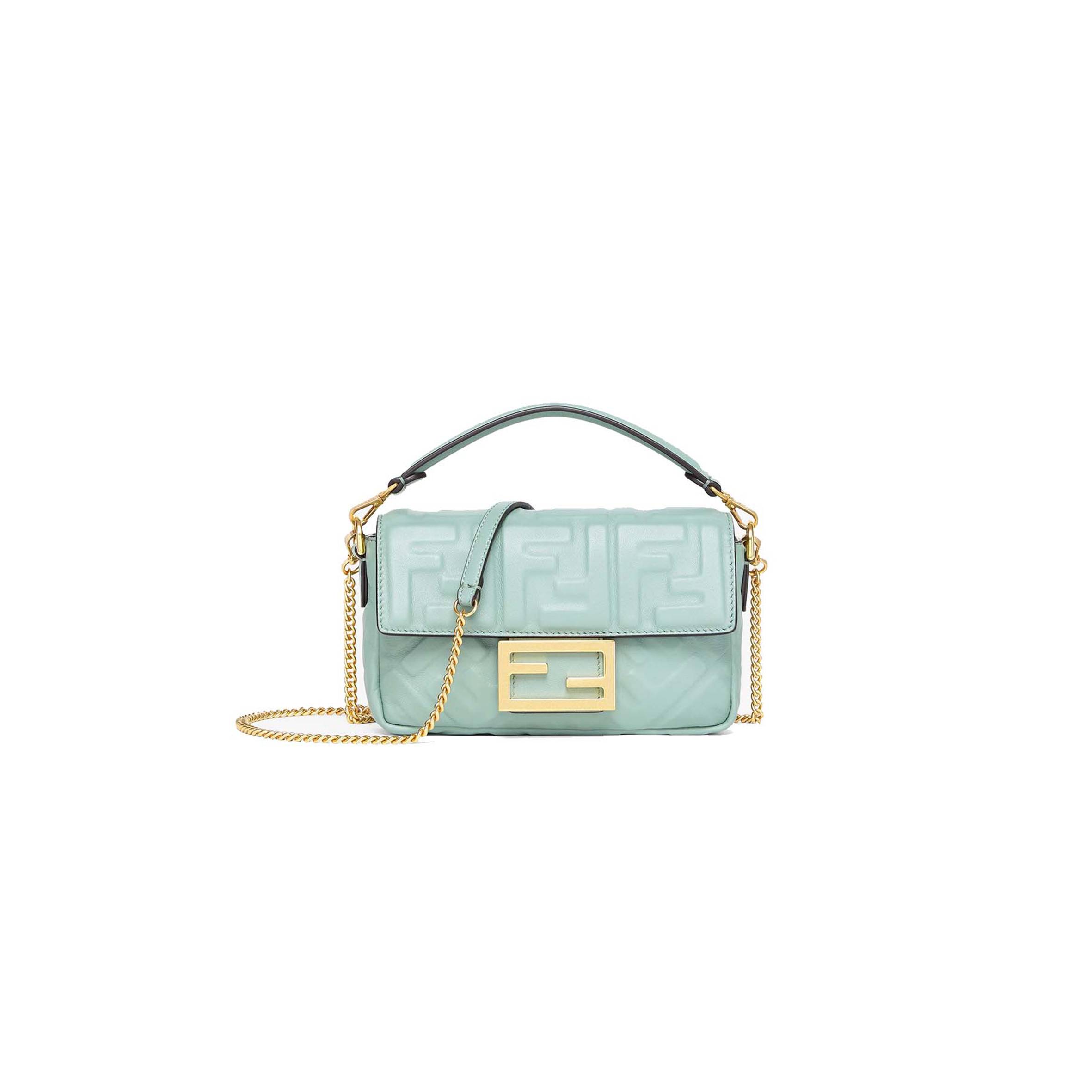 FENDI BAGUETTE MINI - MINT GREEN NAPPA LEATHER BAG 8BS017A72VF1IV6 (19*11.5*4cm)