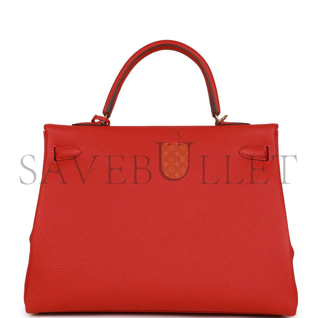 HERMES KELLY RETOURNE 35 GERANIUM TOGO GOLD HARDWARE(35*24*12cm)