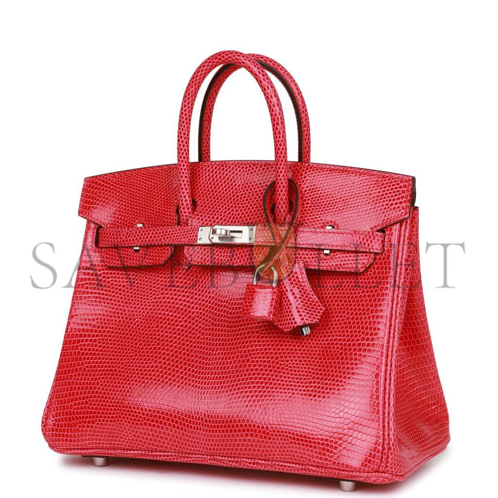 HERMES BIRKIN 25 ROSE EXTREME LIZARD  PALLADIUM HARDWARE (25*19*12cm)