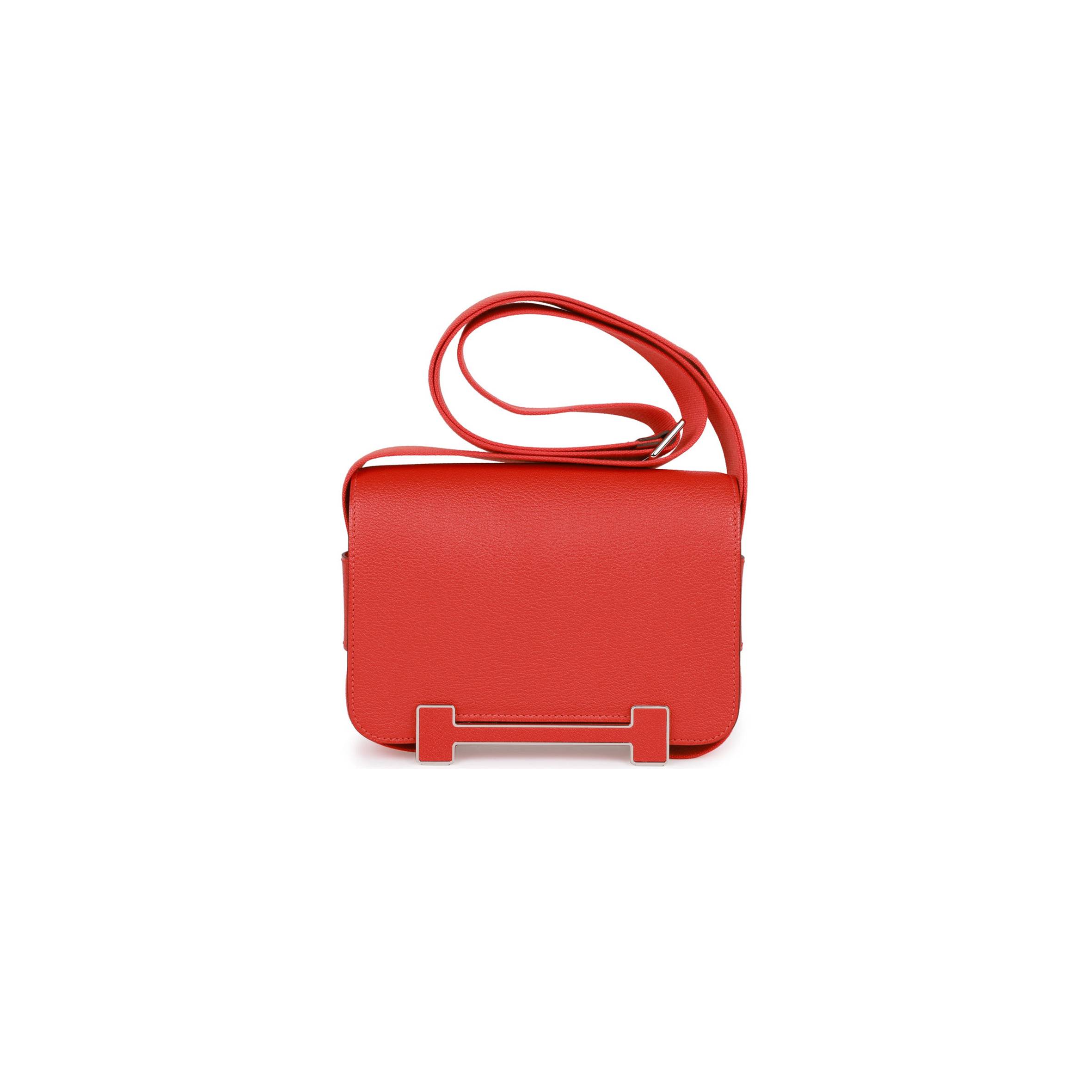 HERMES GETA CAPUCINE CHEVRE PALLADIUM HARDWARE (20.3*14*6.4cm)