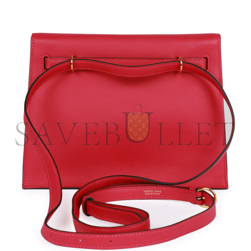 HERMES KELLY DANSE FRAMBOISE EVERCOLOR GOLD HARDWARE (22*16*7cm)