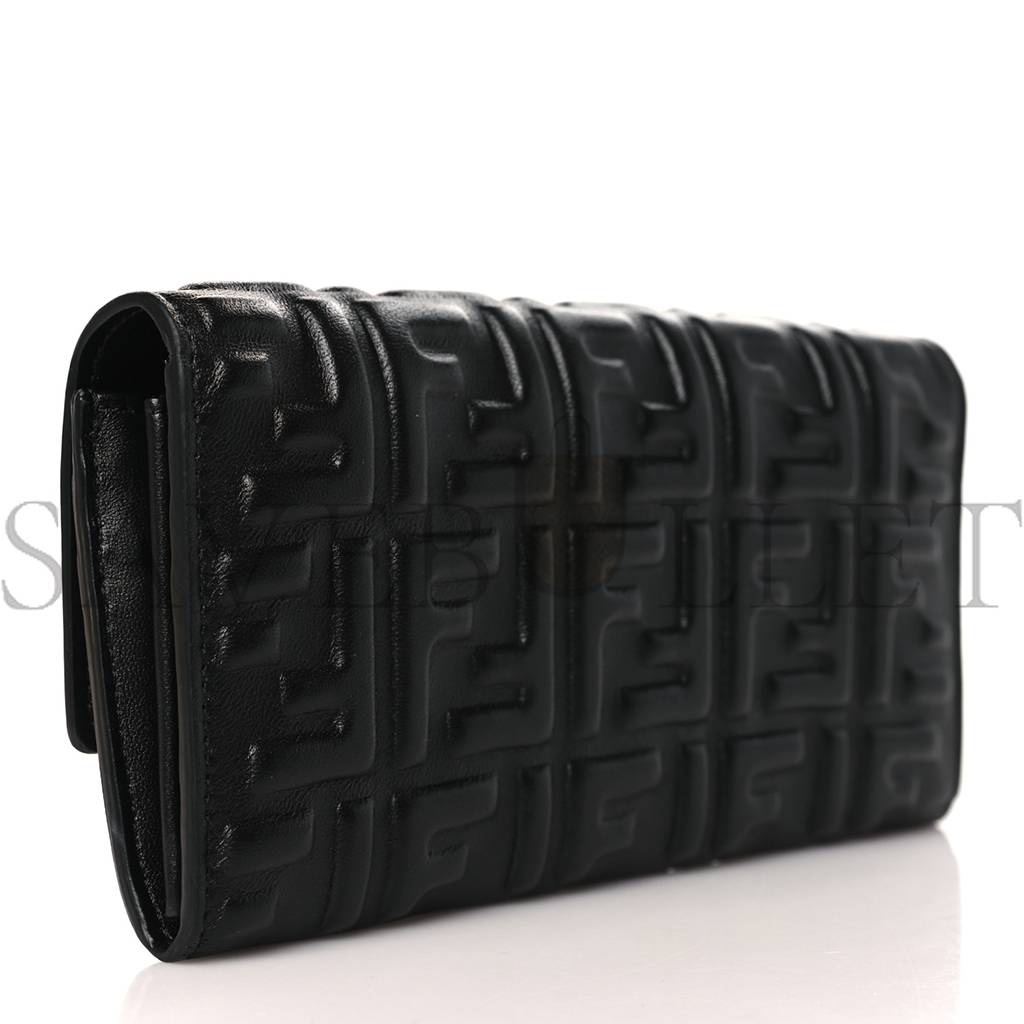 FENDI NAPPA FF EMBOSSED CONTINENTAL WALLET BLACK (19*10*3cm)